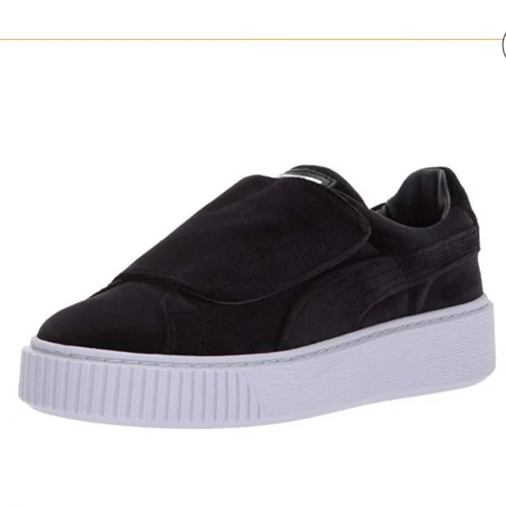 PUMA Women's Basket Strap Velvet Rope Platform Sneaker, Black/PUMA Sneaker/PUMA
